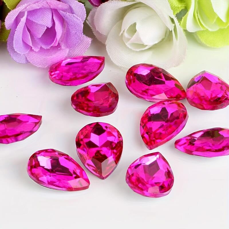 60pcs Colorful Acrylic Teardrop Crystals for DIY Headdresses & Clothing Embellis